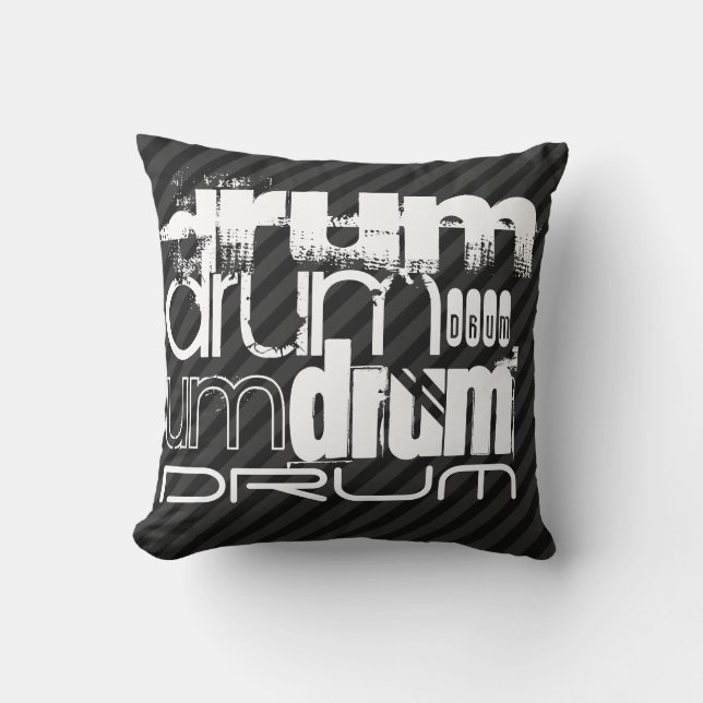 Drum; Black & Dark Grey Stripes Throw Pillow (Front)