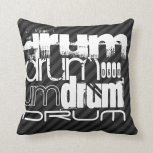 Drum; Black & Dark Grey Stripes Throw Pillow