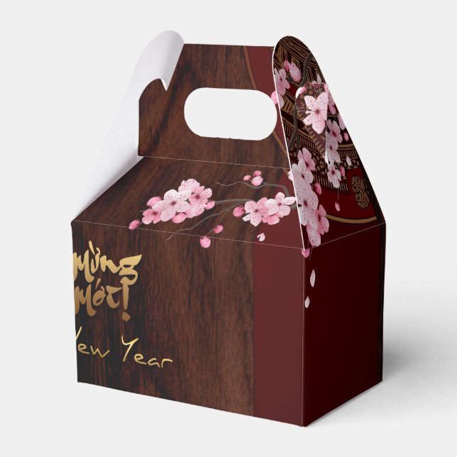 Drum Blossom Tet Hoa Anh Dao Vietnamese New Year G Favor Box (Front Side)