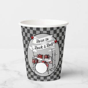Drum Born to Rock & Roll Drummer Musician Party Paper Cups