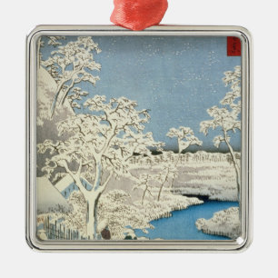 Drum bridge and Setting Sun Hill at Meguro Metal Ornament