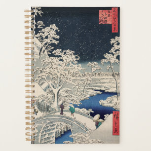 Drum Bridge in Snow Vintage Ukiyo-e Japanese Art Planner