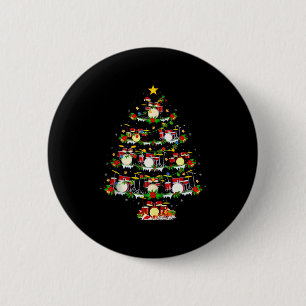 Drum Christmas Tree Lights Drum Music Lover Drumme 2 Inch Round Button