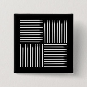 Drum Crosshatch Black 2 Inch Square Button