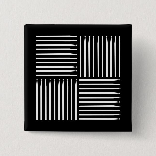 Drum Crosshatch Black 2 Inch Square Button (Front)