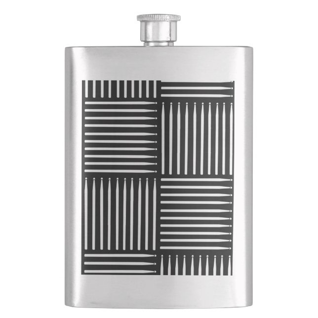 Drum Crosshatch Black Hip Flask (Front)