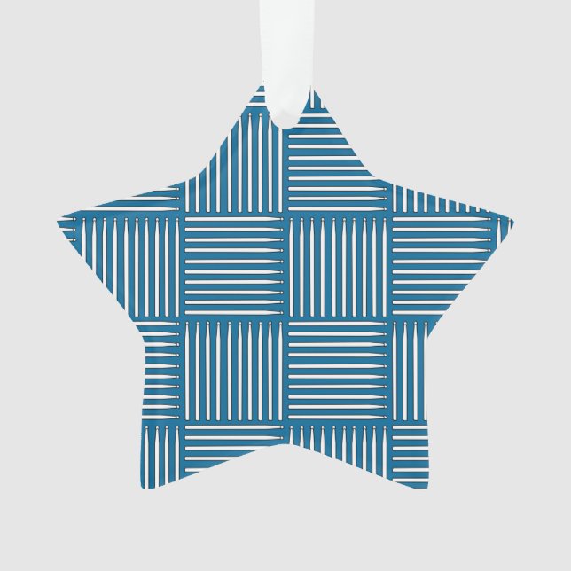 Drum Crosshatch Blue  Ornament (Front)