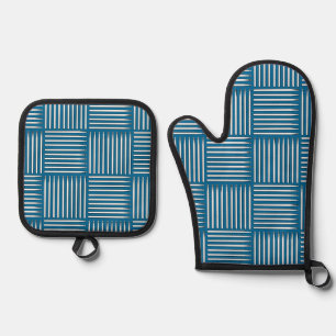 Drum Crosshatch Oven Mitt & Pot Holder Set