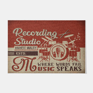 Drum Design Doormat, Music Stuido Decor Doormat