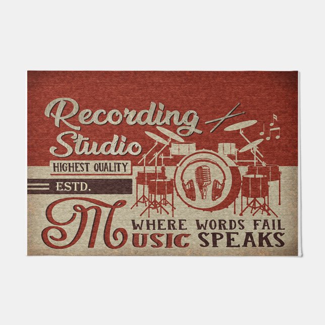 Drum Design Doormat, Music Stuido Decor Doormat (Front)