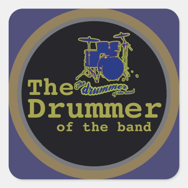 drum . drummer square sticker (Front)