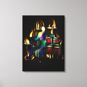 Drum guy playing his drum set canvas print