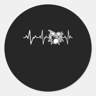 Drum Heartbeat Rock Drummer Gift Idea Classic Round Sticker