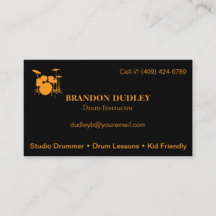 Drum Instructor Lessons   Basic Semi Gloss Busines Business Card