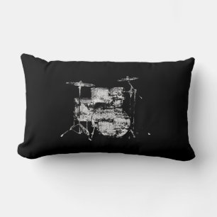 drum kit black&white decor lumbar pillow