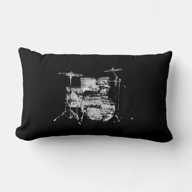 drum kit black&white decor lumbar pillow (Front)