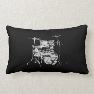 drum kit black&white decor lumbar pillow