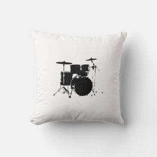 drum-kit black&white throw pillow