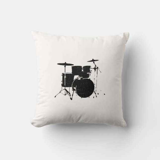 drum-kit black&white throw pillow (Front)