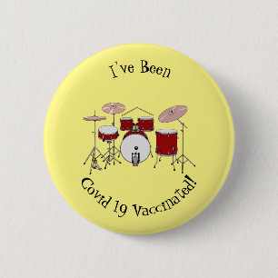 Drum kit cartoon illustration 2 inch round button