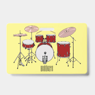 Drum kit cartoon illustration badge