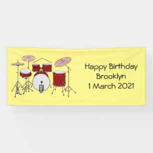 Drum kit cartoon illustration banner