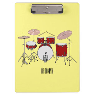 Drum kit cartoon illustration clipboard