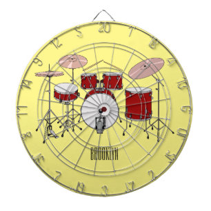 Drum kit cartoon illustration dartboard