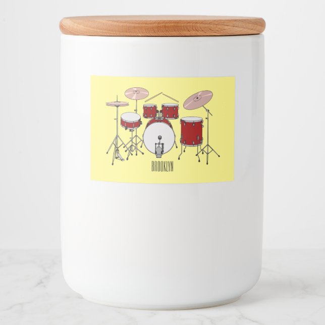 Drum kit cartoon illustration  food label (Front)
