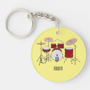Drum kit cartoon illustration keychain