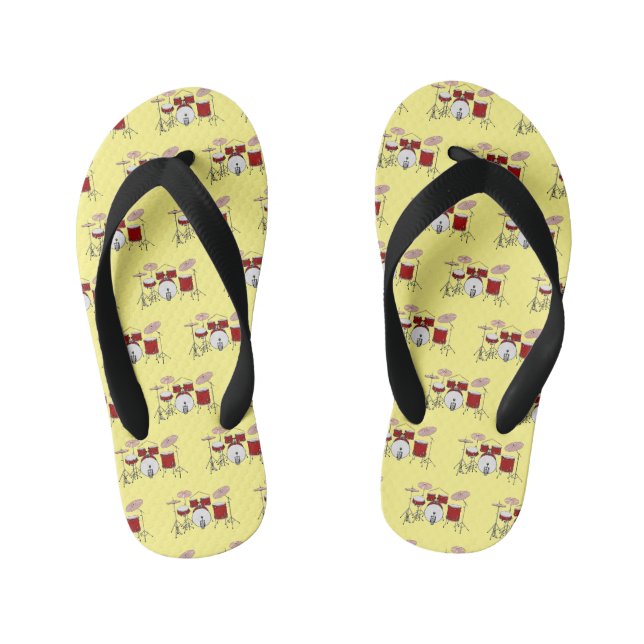 Drum kit cartoon illustration  kid's flip flops (Footbed)