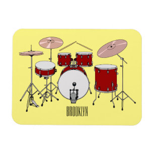 Drum kit cartoon illustration magnet