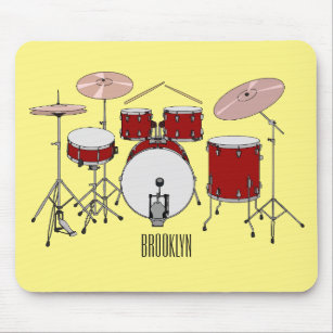 Drum kit cartoon illustration  mouse pad