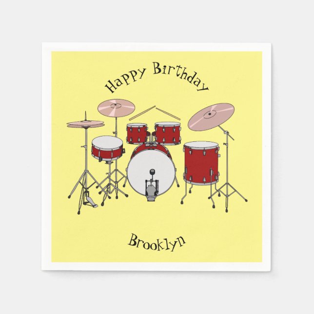 Drum kit cartoon illustration napkin (Front)