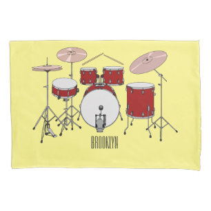 Drum kit cartoon illustration  pillowcase