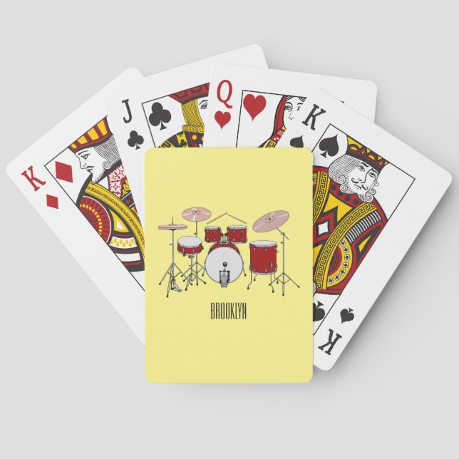 Drum kit cartoon illustration  playing cards (Back)