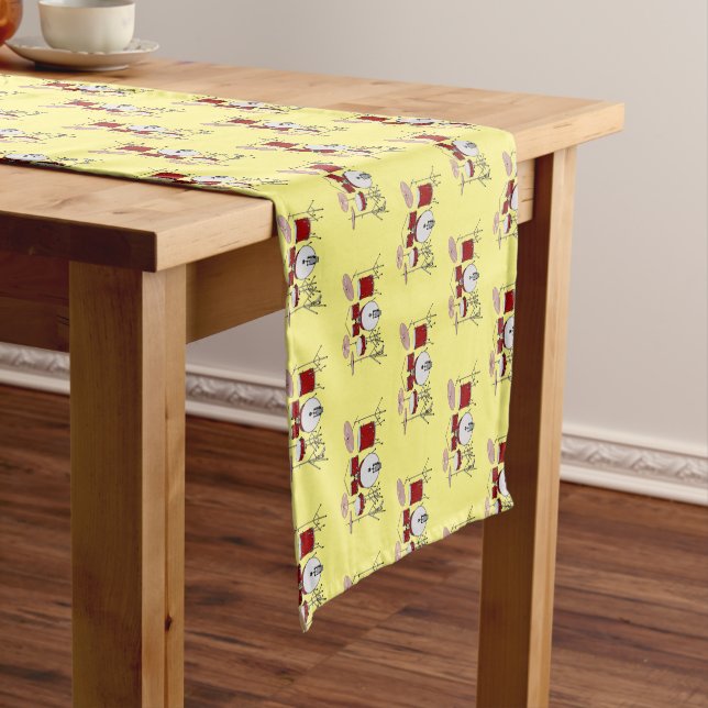 Drum kit cartoon illustration  short table runner (In Situ)