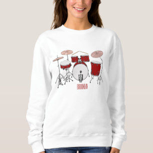Drum kit cartoon illustration sweatshirt