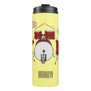 Drum kit cartoon illustration thermal tumbler