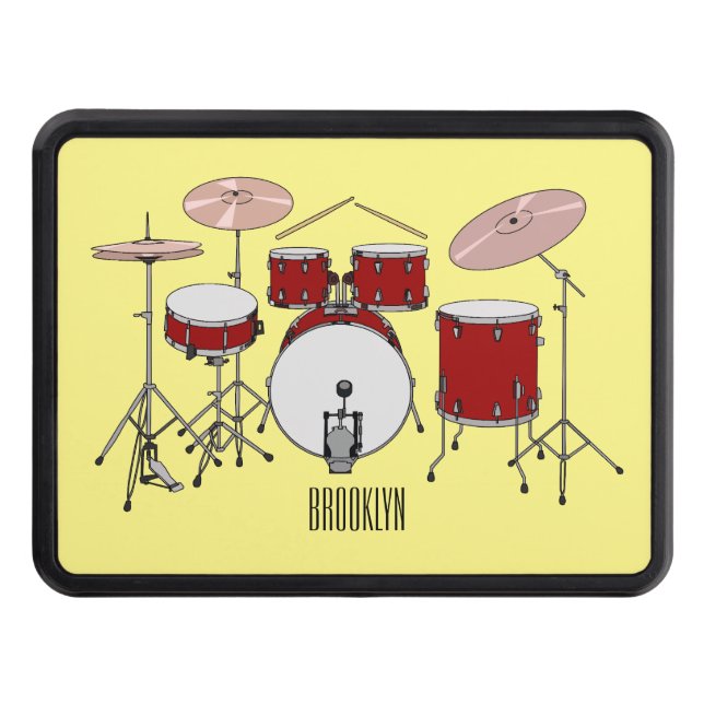 Drum kit cartoon illustration  trailer hitch cover (Front)
