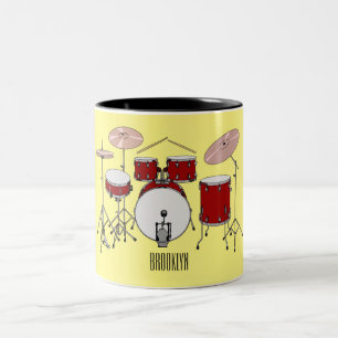 Drum kit cartoon illustration  Two-Tone coffee mug