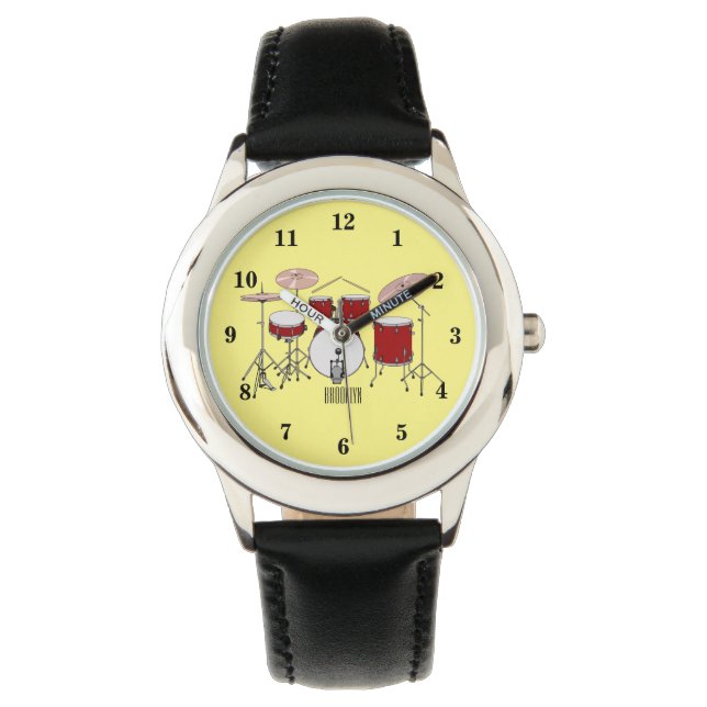 Drum kit cartoon illustration watch (Front)