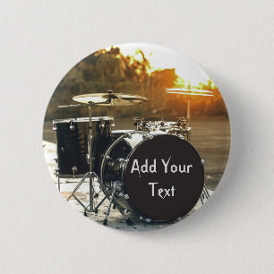 Drum Kit Drummer Rock  Personalize Customize 2 Inch Round Button