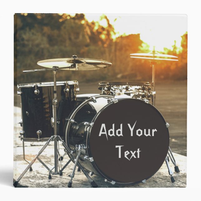 Drum Kit Drummer Rock  Personalize Customize Binder (Front)