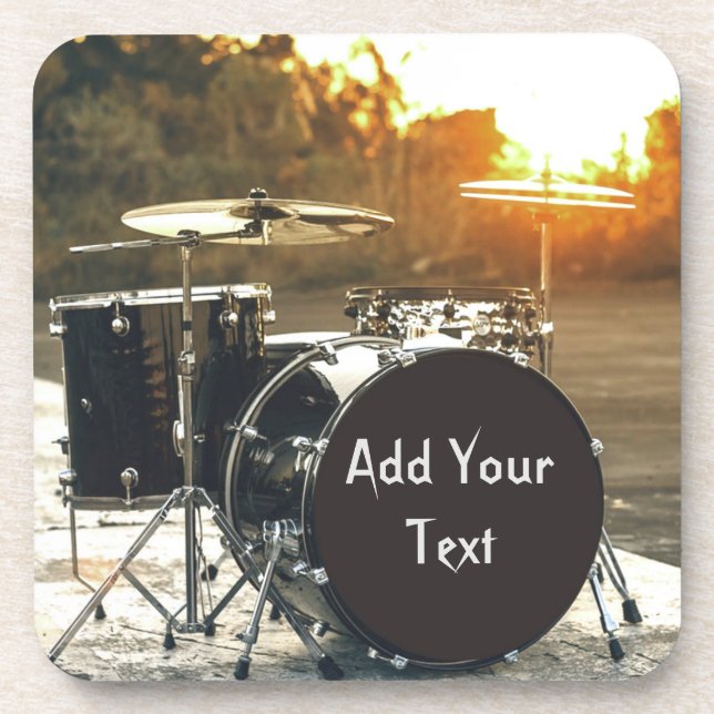 Drum Kit Drummer Rock  Personalize Customize Coaster (Front)