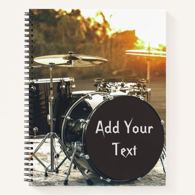 Drum Kit Drummer Rock  Personalize Customize Notebook (Front)
