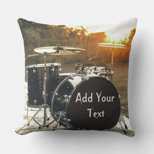 Drum Kit Drummer Rock  Personalize Customize Throw Pillow (Front)