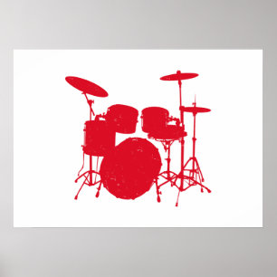 Drum Kit Silhouette Poster