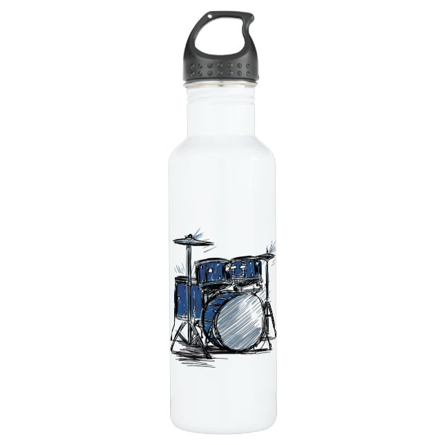 Drum Kit Sketch Music 710 Ml Water Bottle (Front)