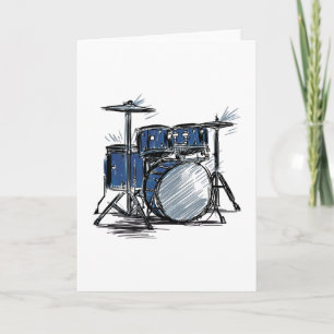 Drum Kit Sketch Music Card